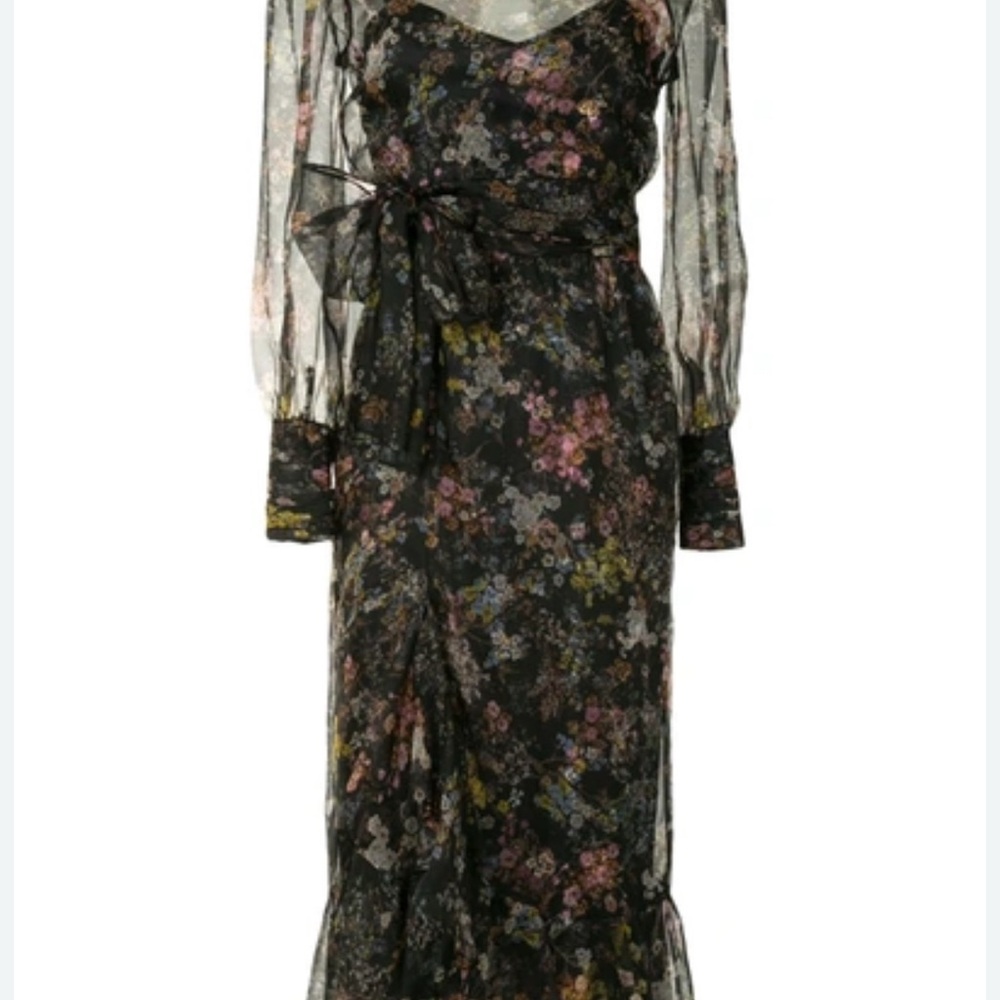 Cinq à Sept Black Floral Ruffle Maxi Dress - Picture 2 of 14